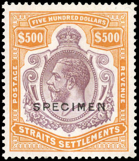 Straits Settlements 1921-33 $500 purple and orange-brown