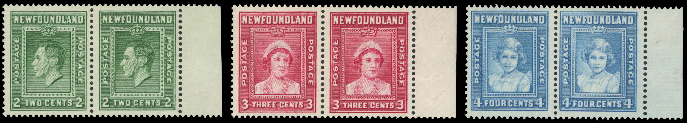 Newfoundland SG 268a/270s watermark/no watermark pairs mint