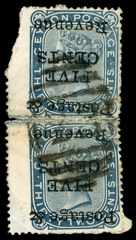 Ceylon 155a used pair, surcharge inverted 