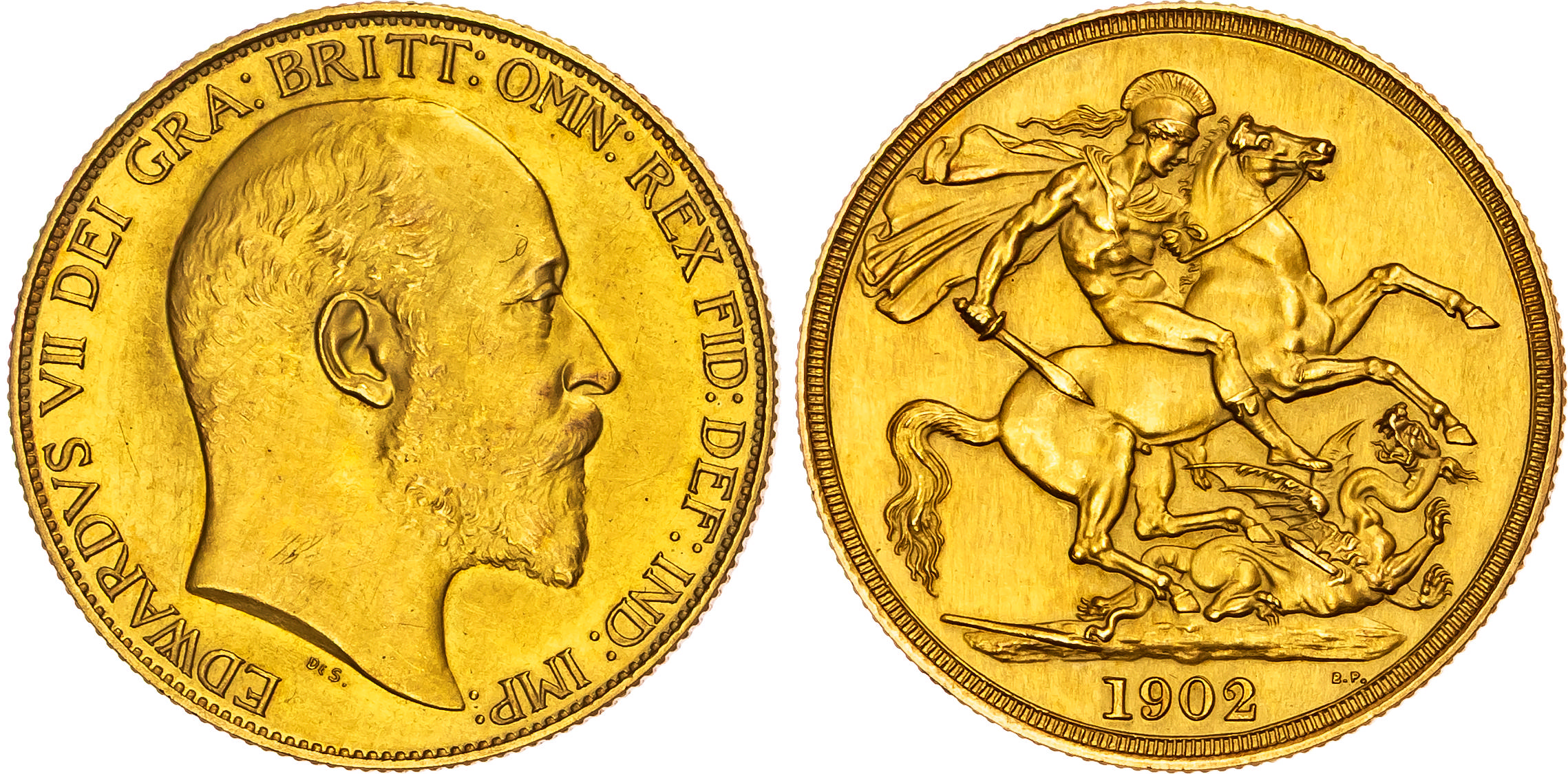 Edward VII (1901-1910), AV Matte Proof Two Pounds, 1902.