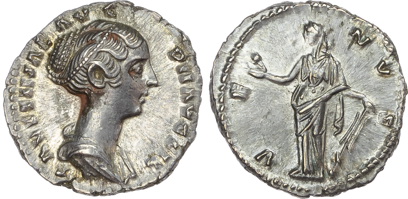 Faustina Junior (Wife of Marcus Aurelius) AR Denarius, Rome, AD 147-150, 3.29g.