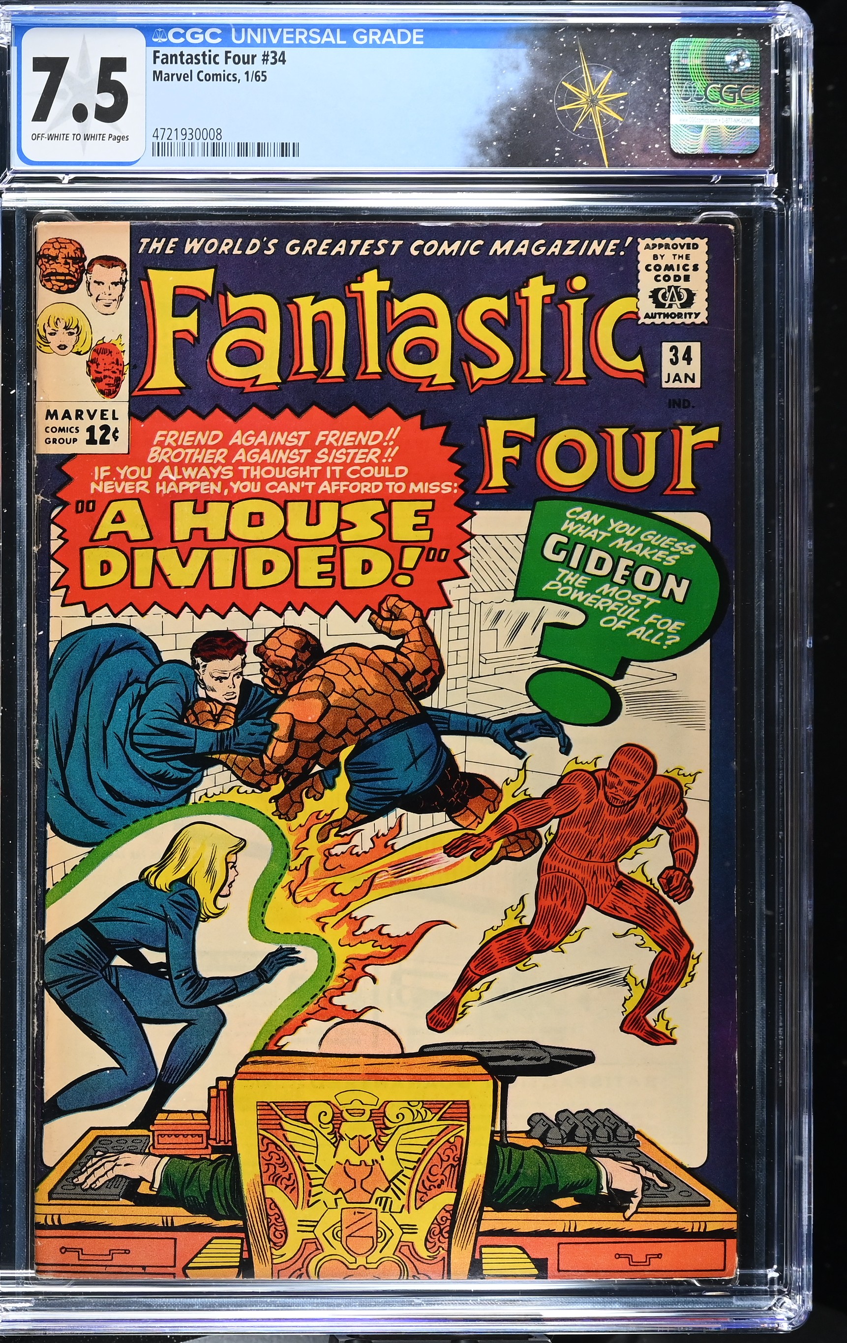Fantastic Four #34 CGC 7.5 1st Appearance of Greg Gideon and Thomas Gideon (Marvel Comics, 1965) Off-White to White Pages