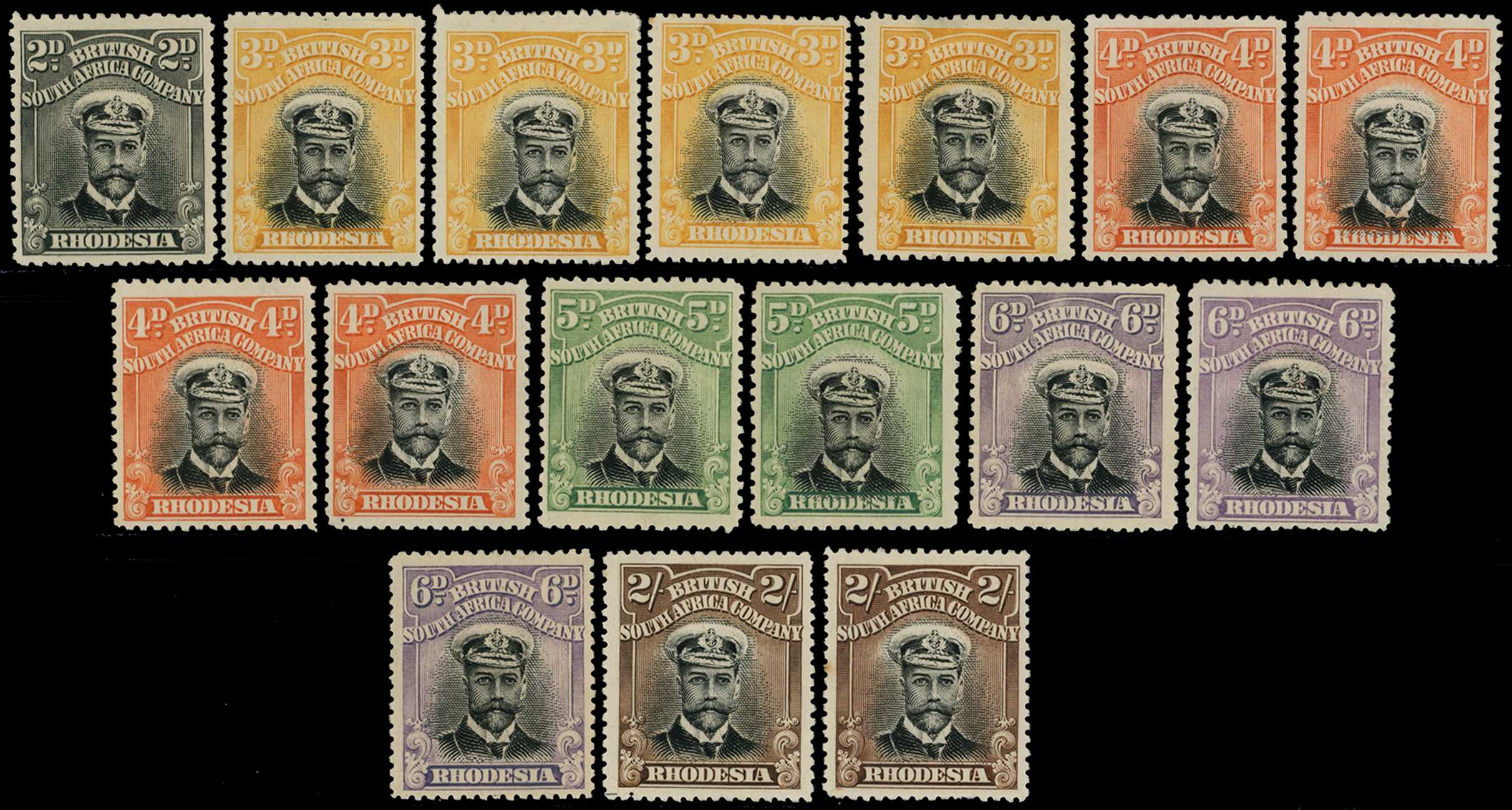 1913-7 Head Die I duplicated group with 2d,...