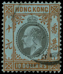 1903 Wmk CA $10 slate and orange on blue,...