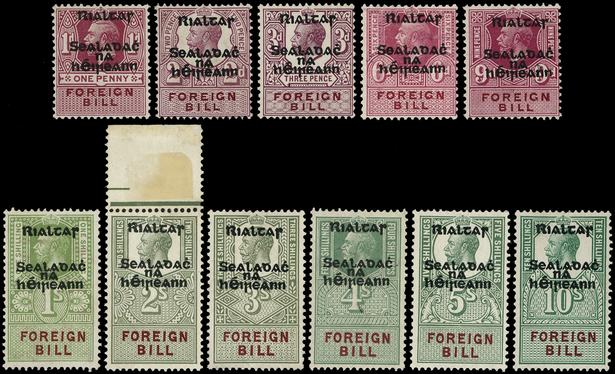 Foreign Bill: 1922 2d to 10s short set...