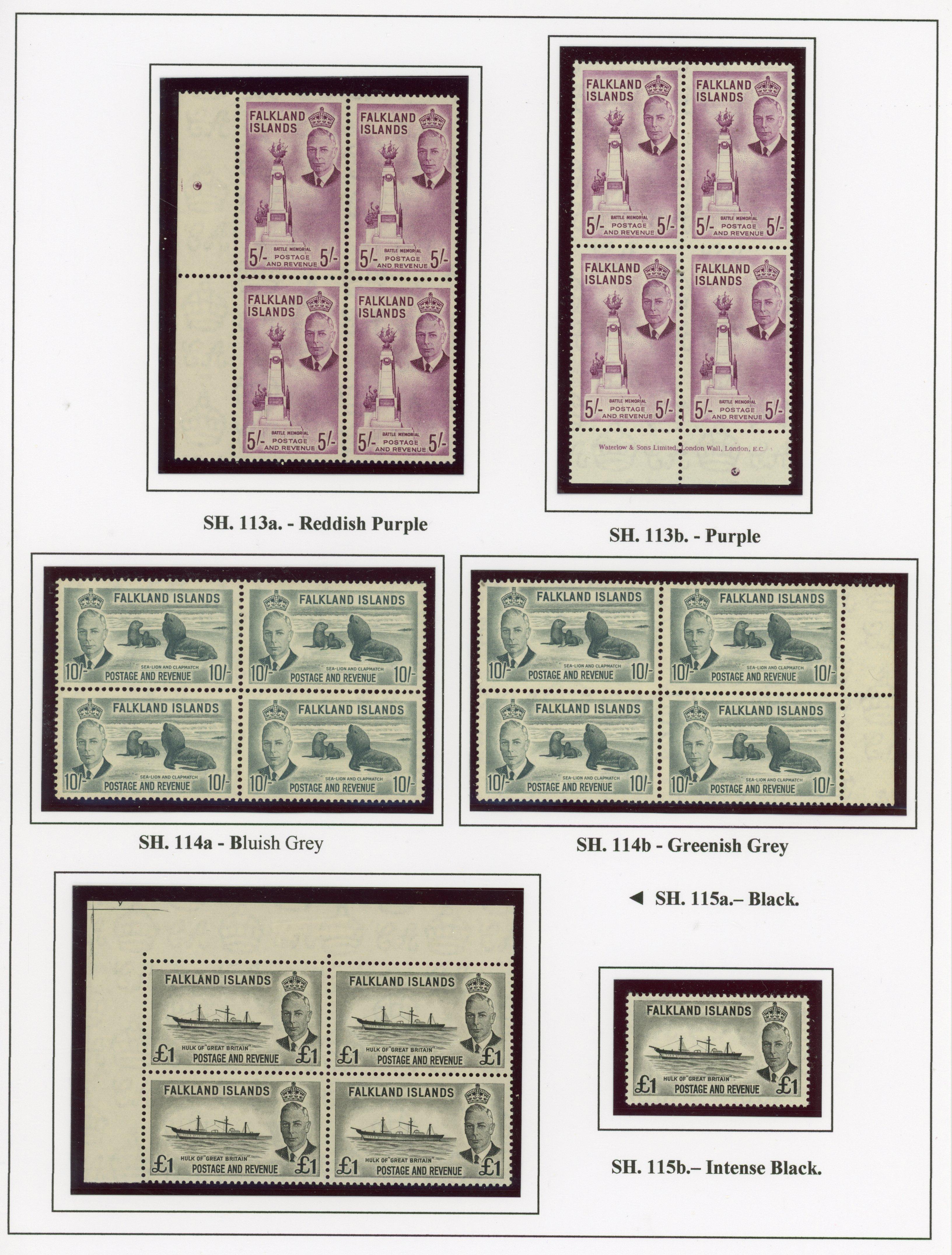 Falkland Islands SG 172-185 display collection