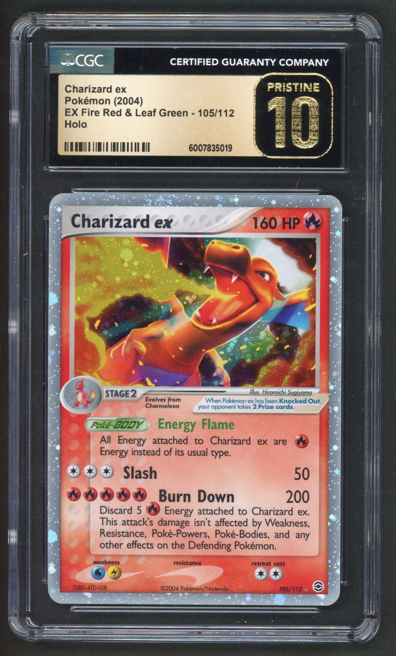 CGC Pristine 10 Charizard EX Holo - Fire Red & Leaf Green 2004 - #105