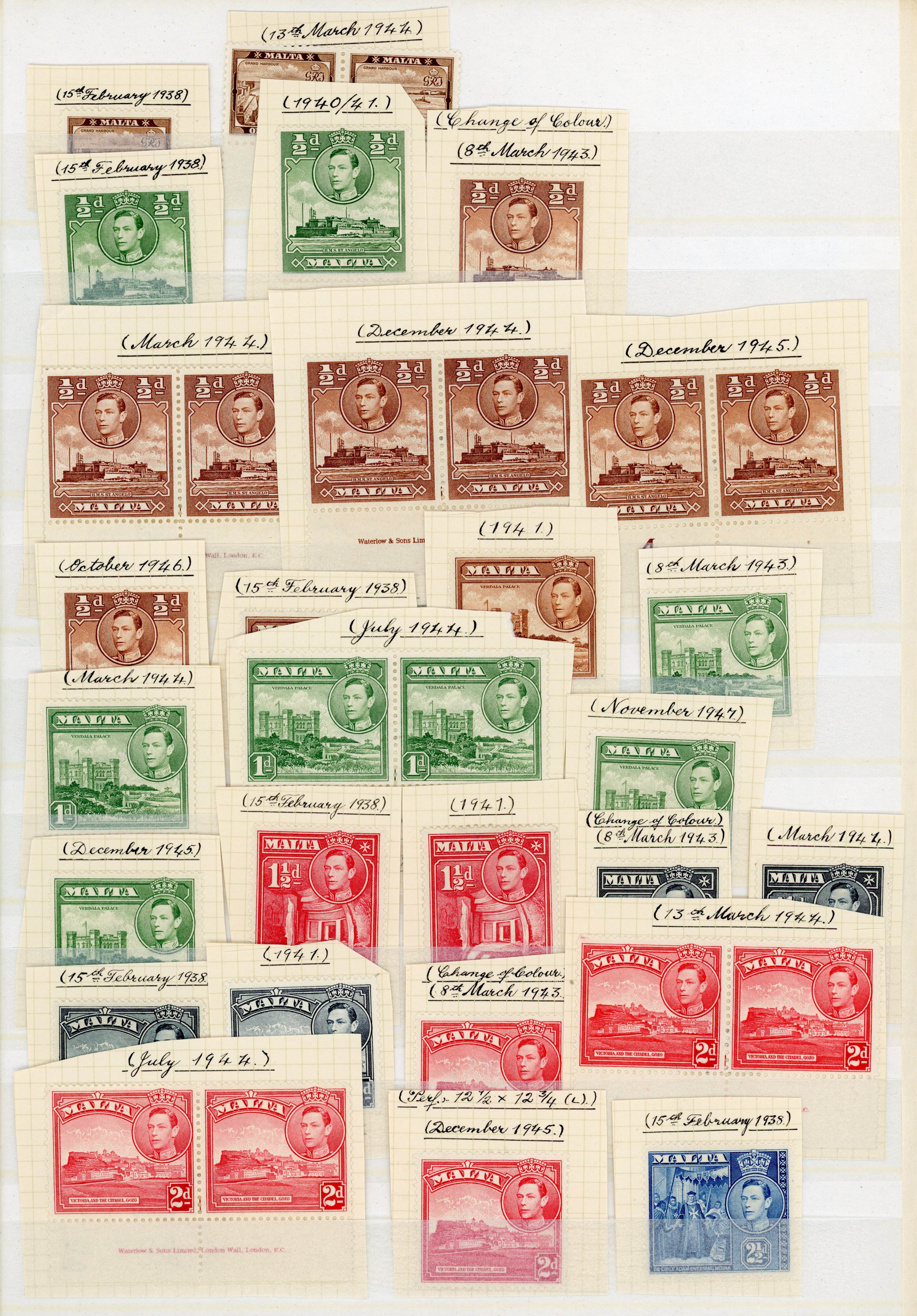 Malta SG 217-231 printings collection mint