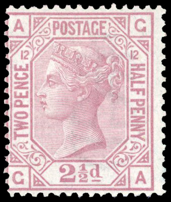 Great Britain 1873-80 2½d rosy mauve, Plate 12, SG 141