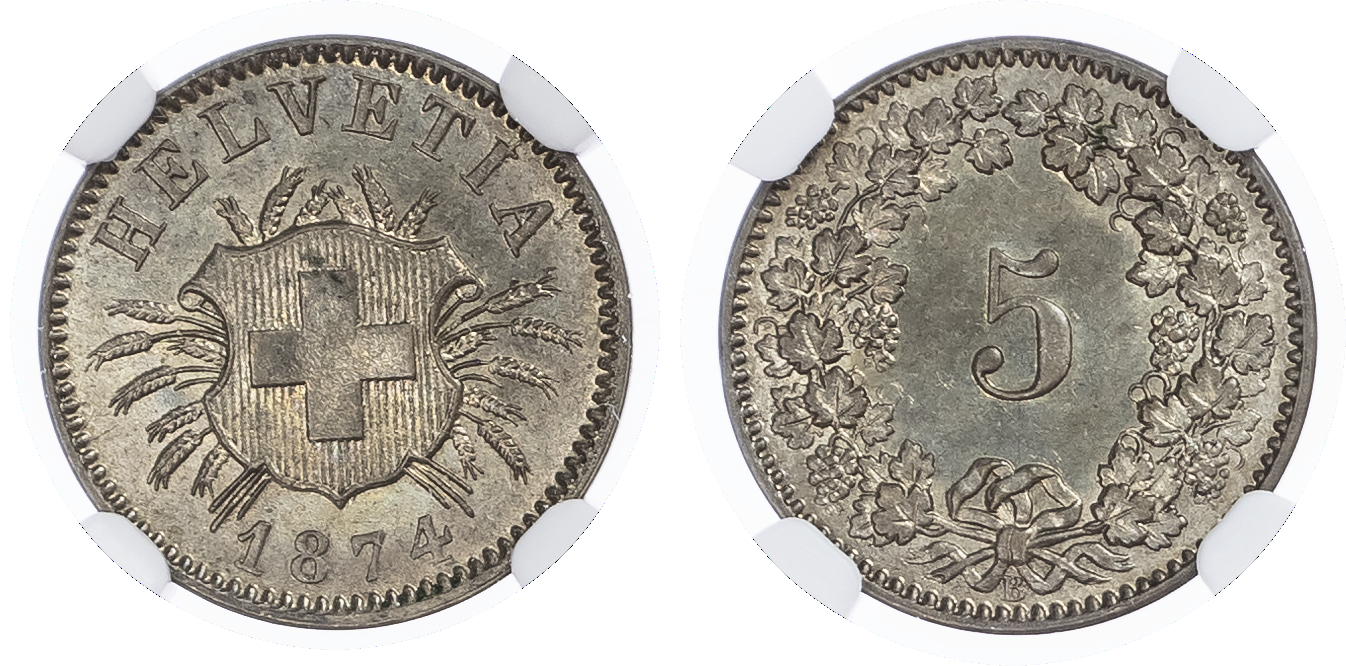 Switzerland. Federal State Bi 5 Rappen. 1874B. 