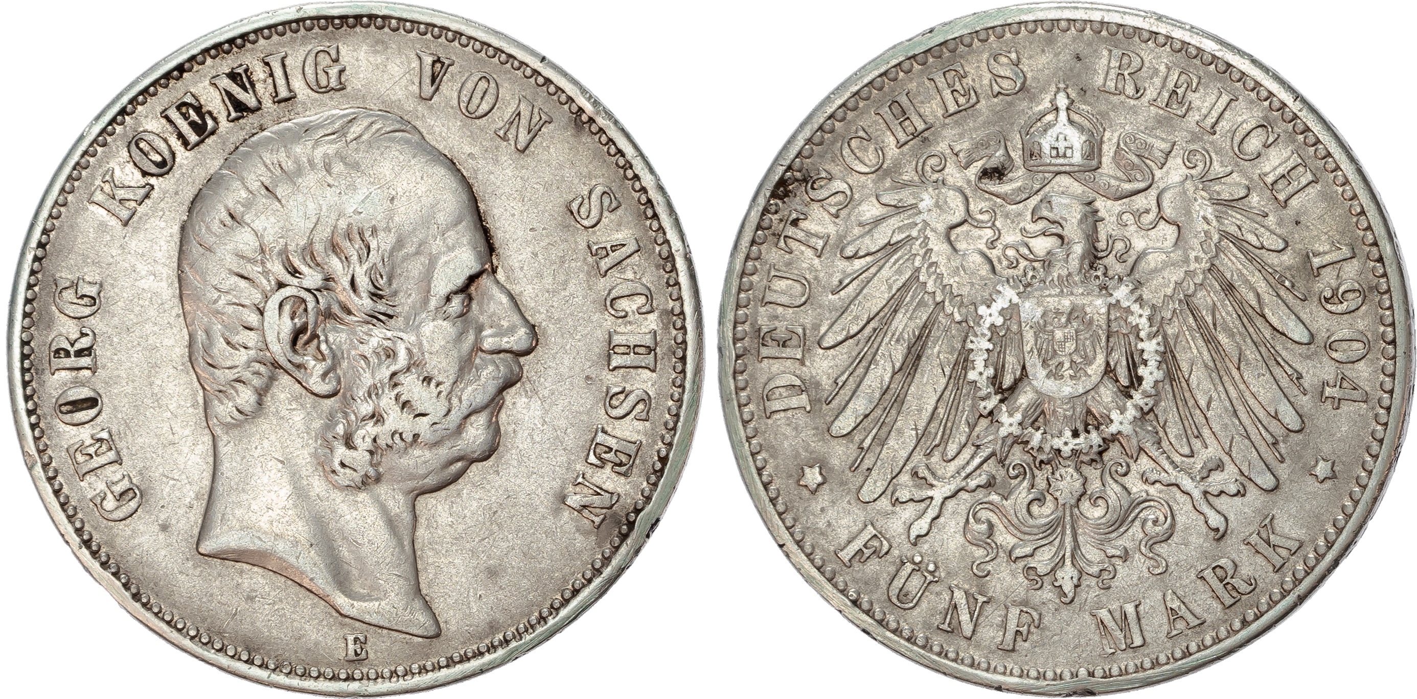Germany, Saxony, Georg I (1902-1904), silver 5 Marks (2).