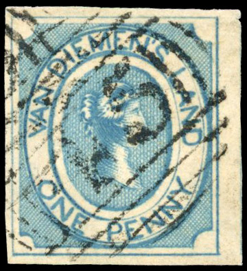 Tasmania SG 2 1853 1d blue used