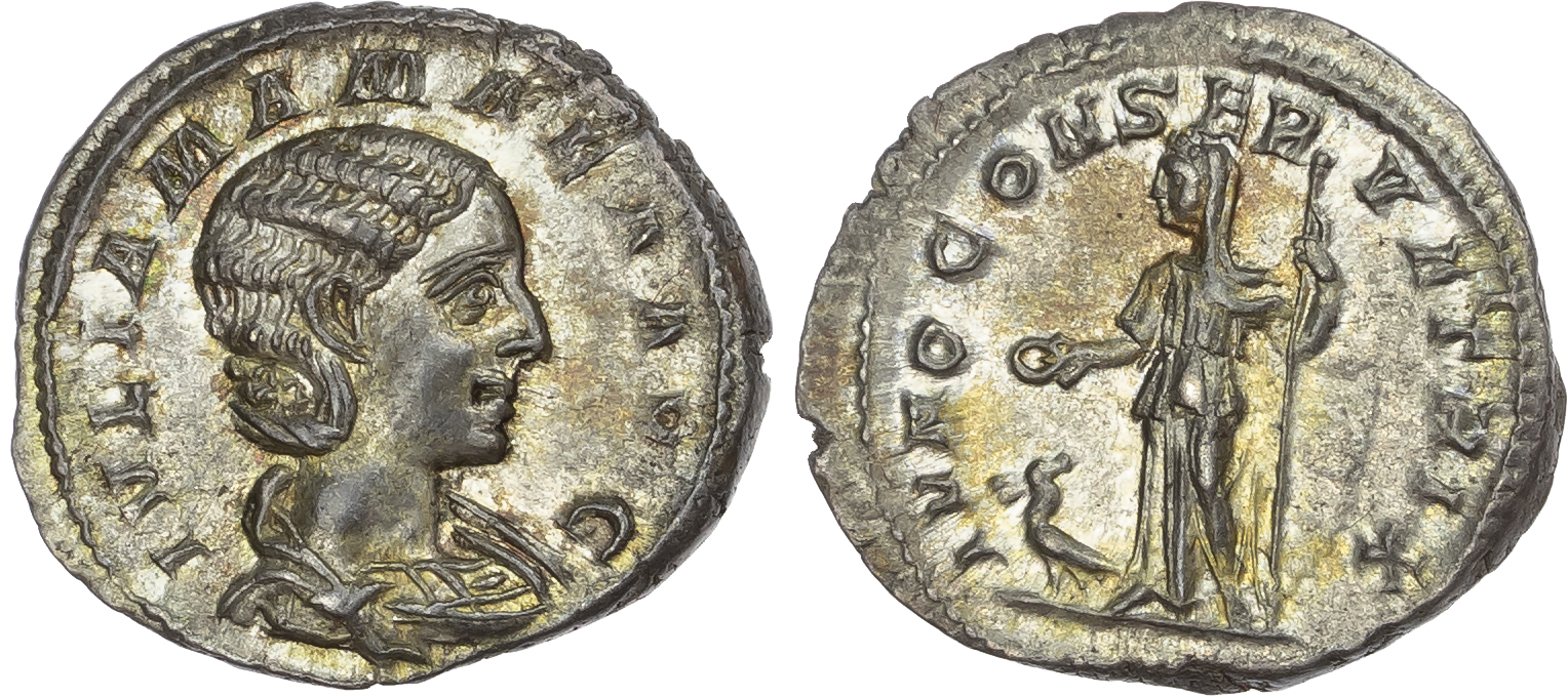 Julia Mamaea, mother of Severus Alexander (AD 222-235) AR Denarius, mint of Rome, AD 222 3.09g. 