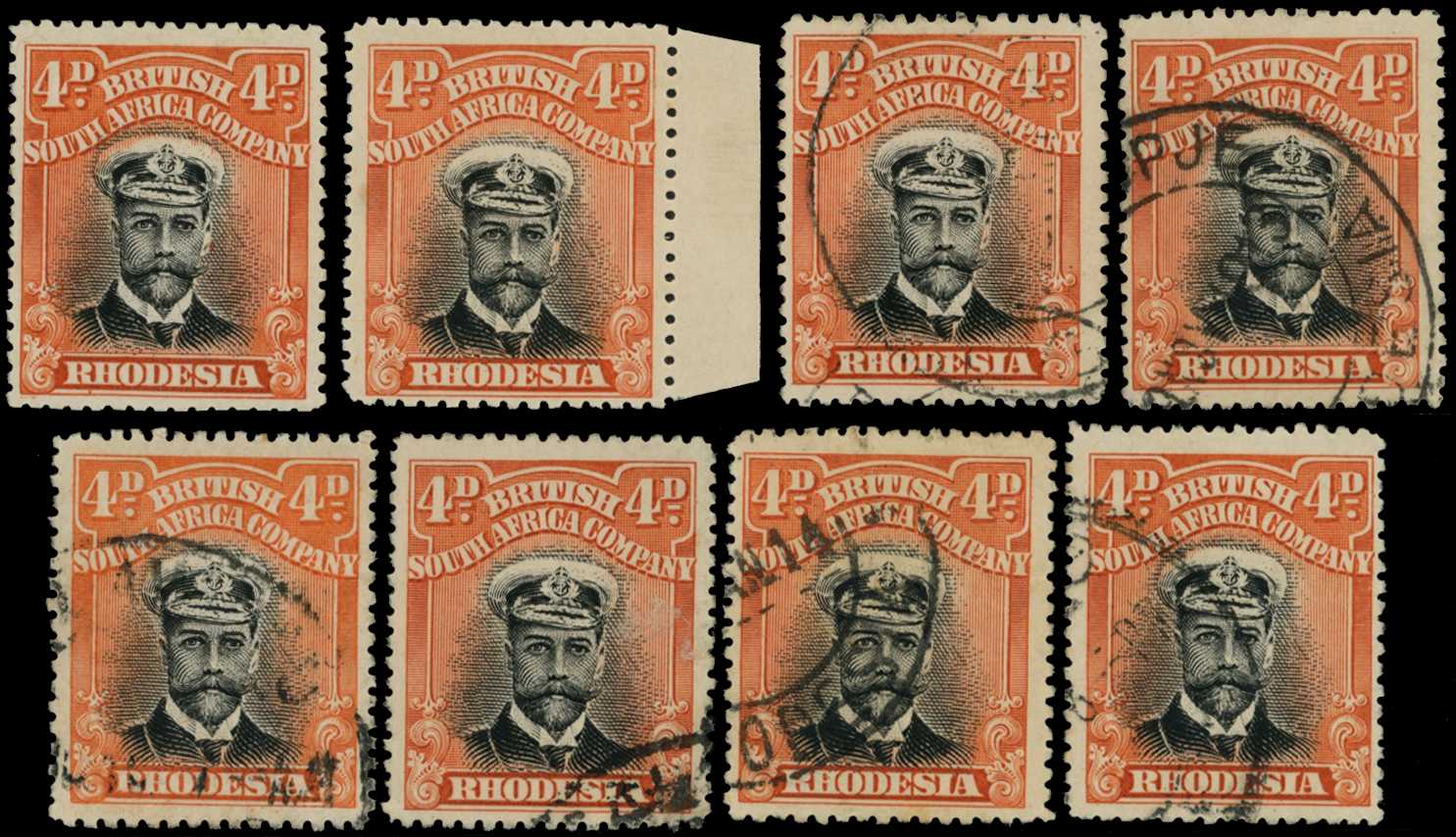 1913-7 4d Head Die I, perf 15. Two fine...
