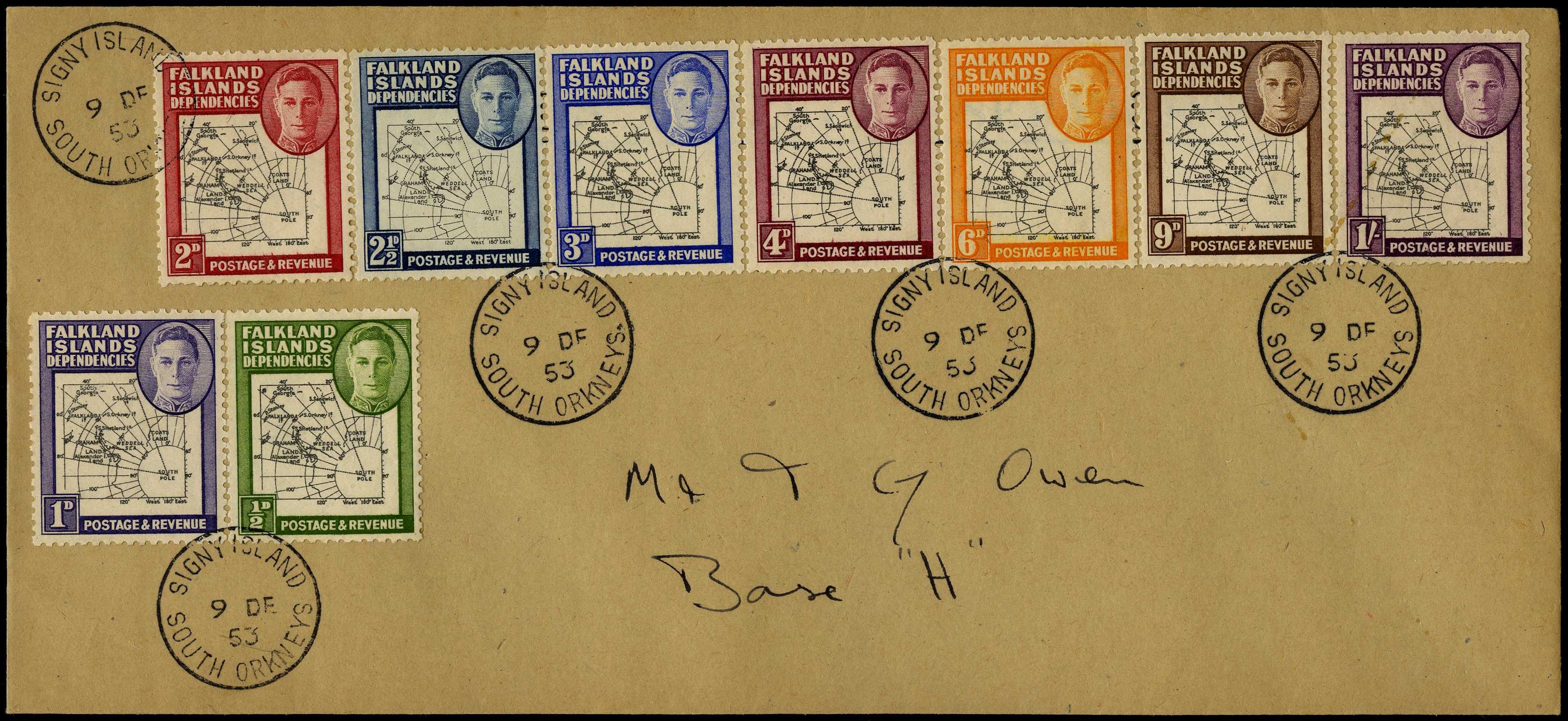 1946 Thick Map set of eight plus Thin Map 2½d...