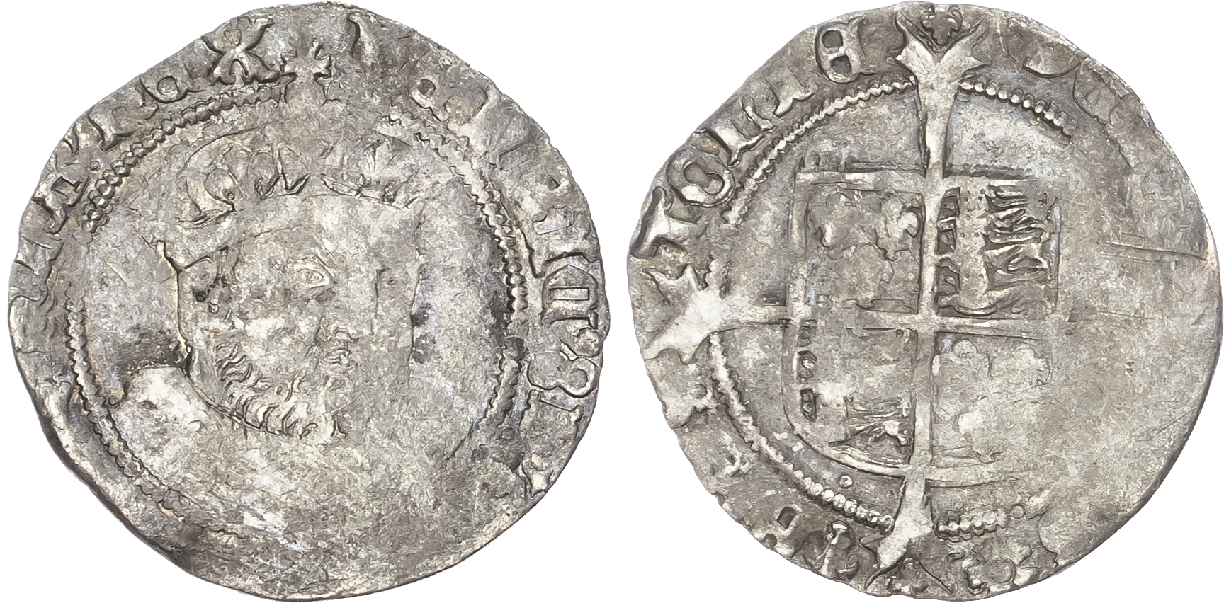 Edward VI, Coinage in the Name of Henry VIII (1547-1551), Groat, Bristol mint, mintmark WS. 