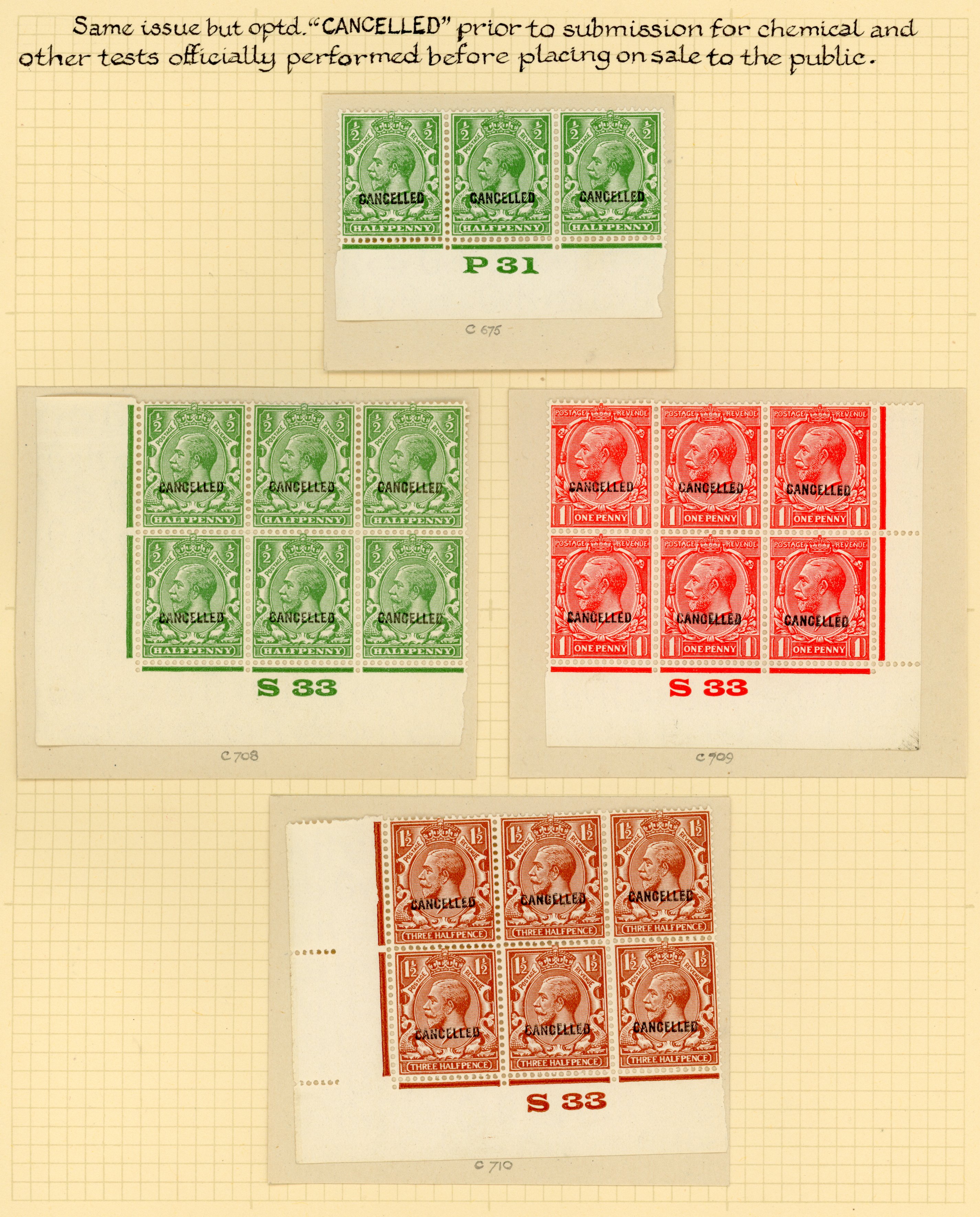 Great Britain SG 418-429var optd CANCELLED group