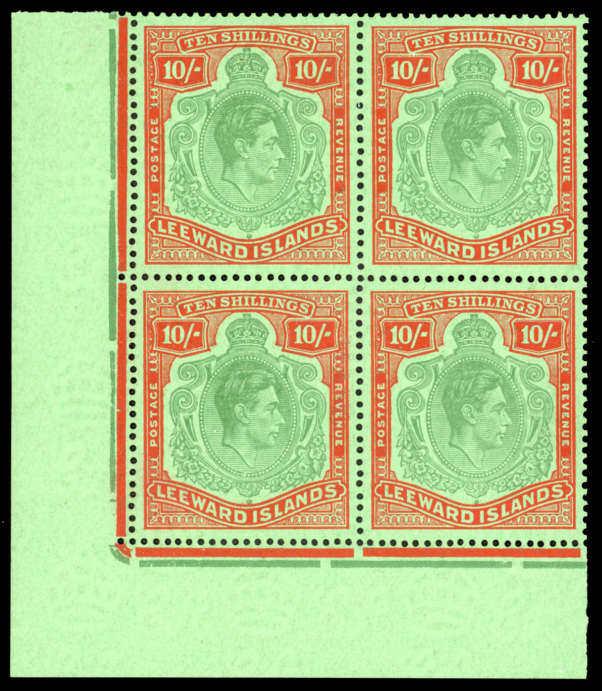 Leeward Islands SG 113ca block mint
