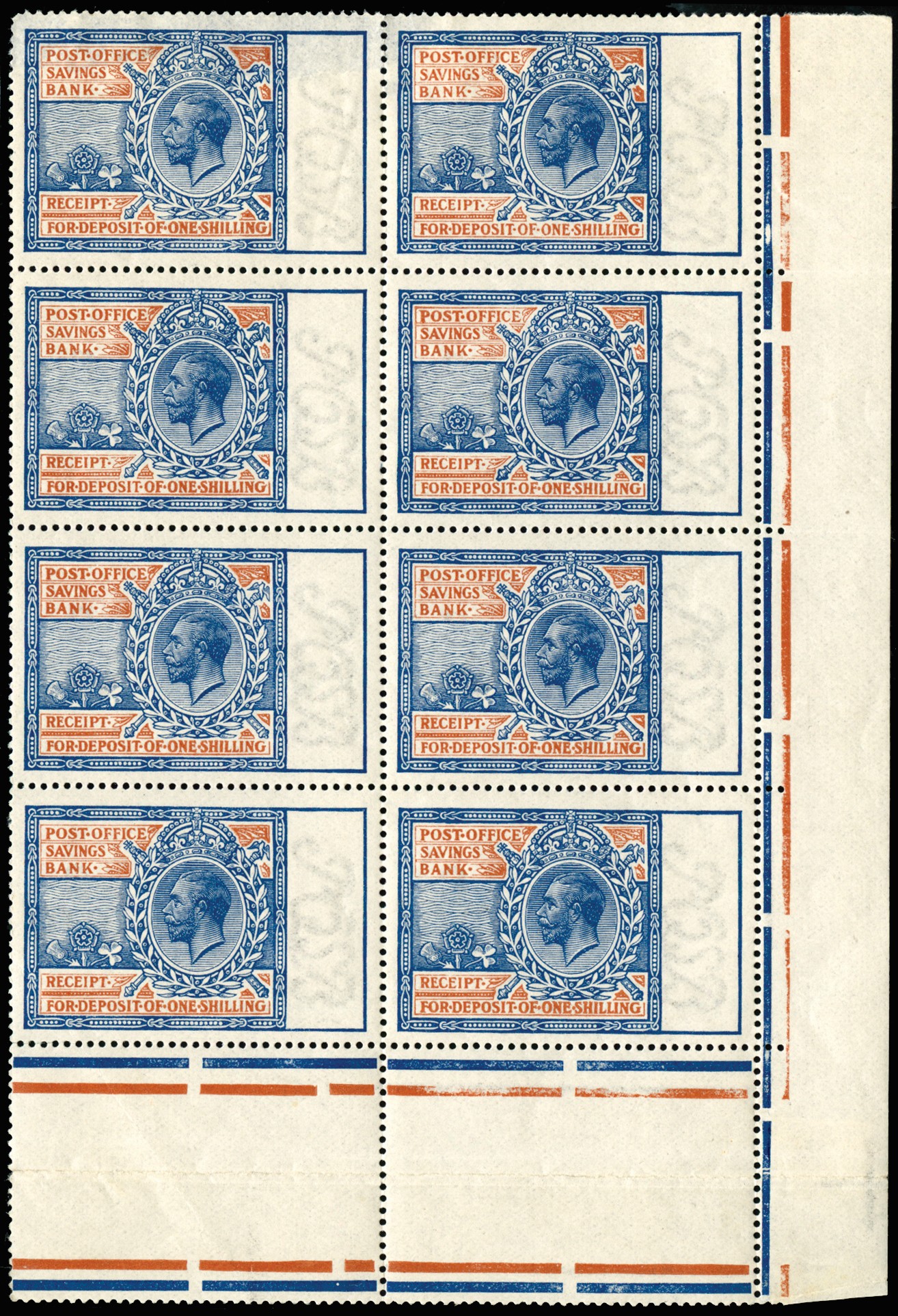 1911-20 1s Light blue and red Post Office...