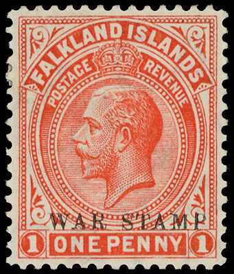 1918 War Stamp 1d vermilion, overprint...