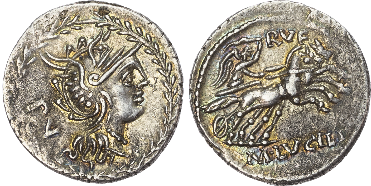 M. Lucilius Rufus (105 BC) AR Denarius, Rome, 3.83g. 