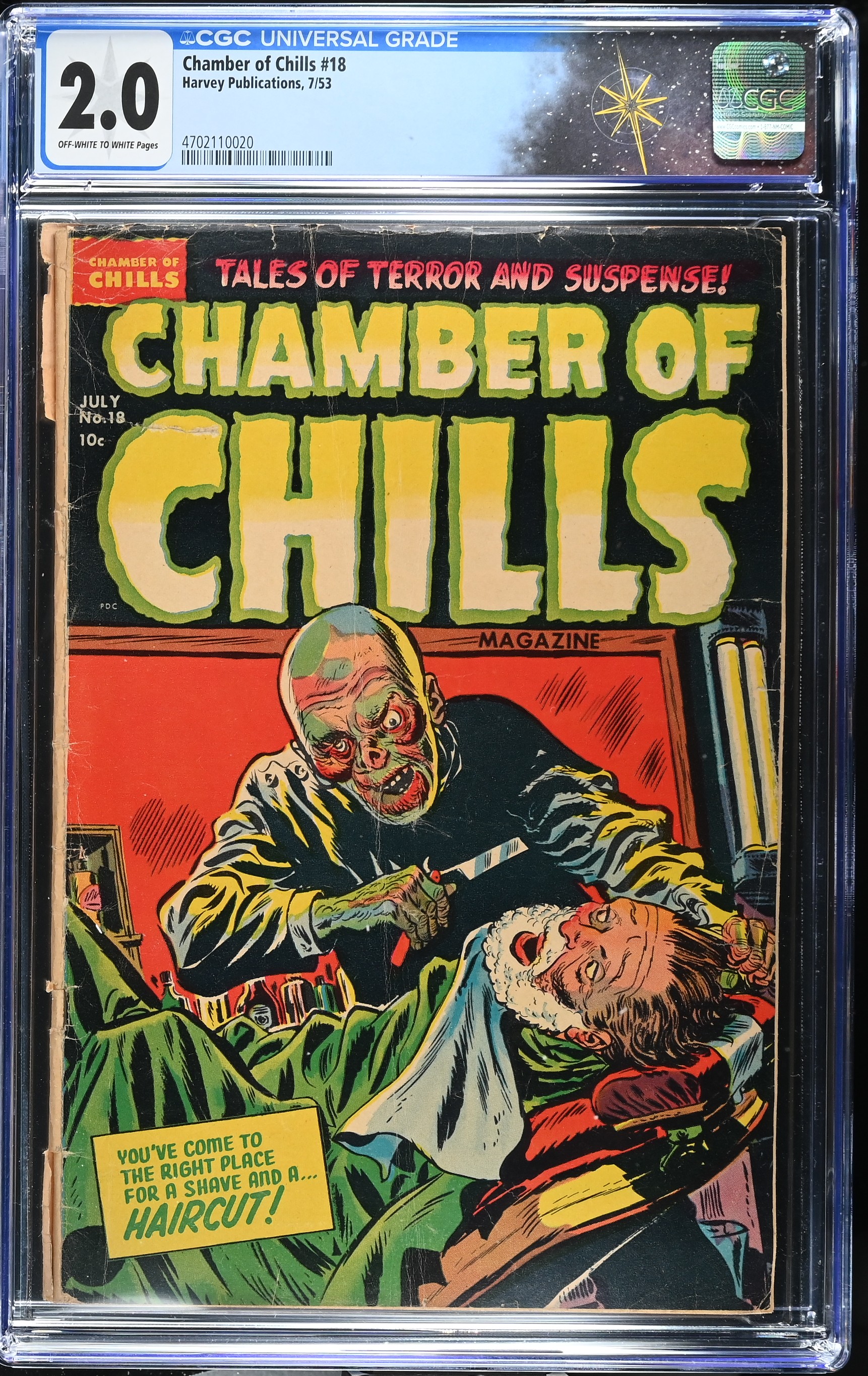 Chamber of Chills #18 CGC 2.0 Cover by Lee Elias (Harvey Publications, 1953) Off-White to White Pages