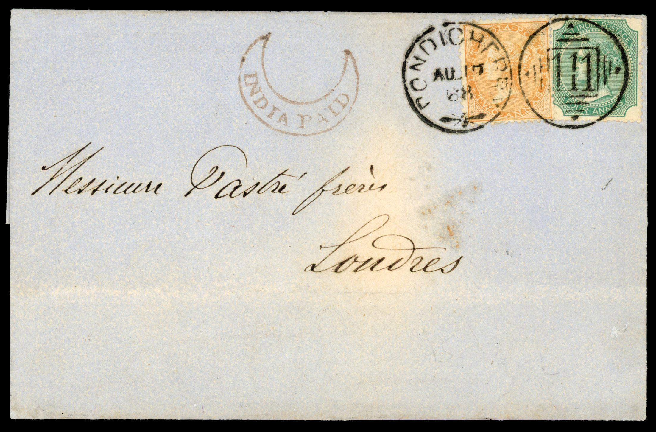 India Used Abroad Pondicherry cover to London 