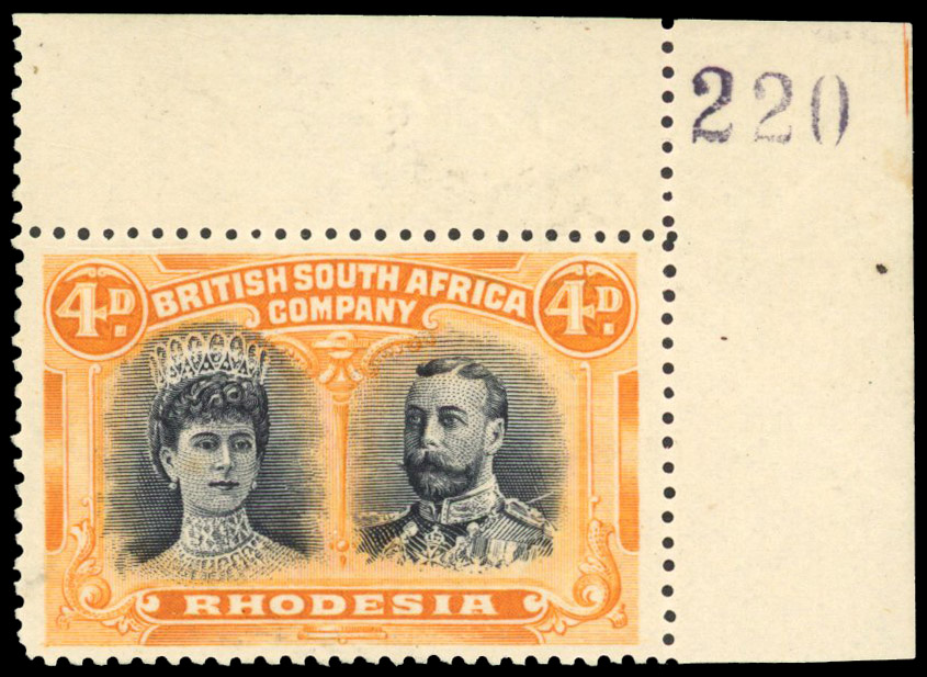 † 4d greenish black and orange SG 138, position 5 mint