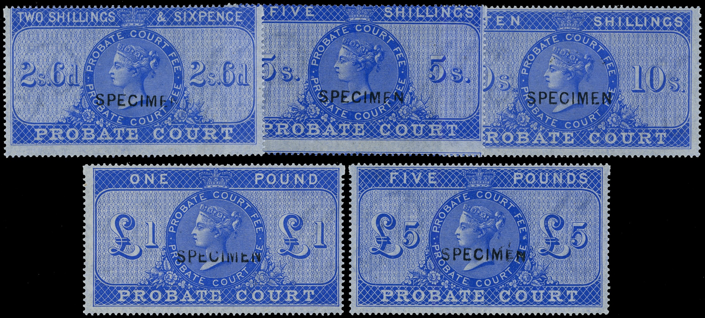 Probate Court: 1860 3d-£5 Ultramarine set of ...