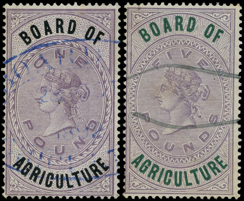 GB Board of Agriculture £1, and £5 used