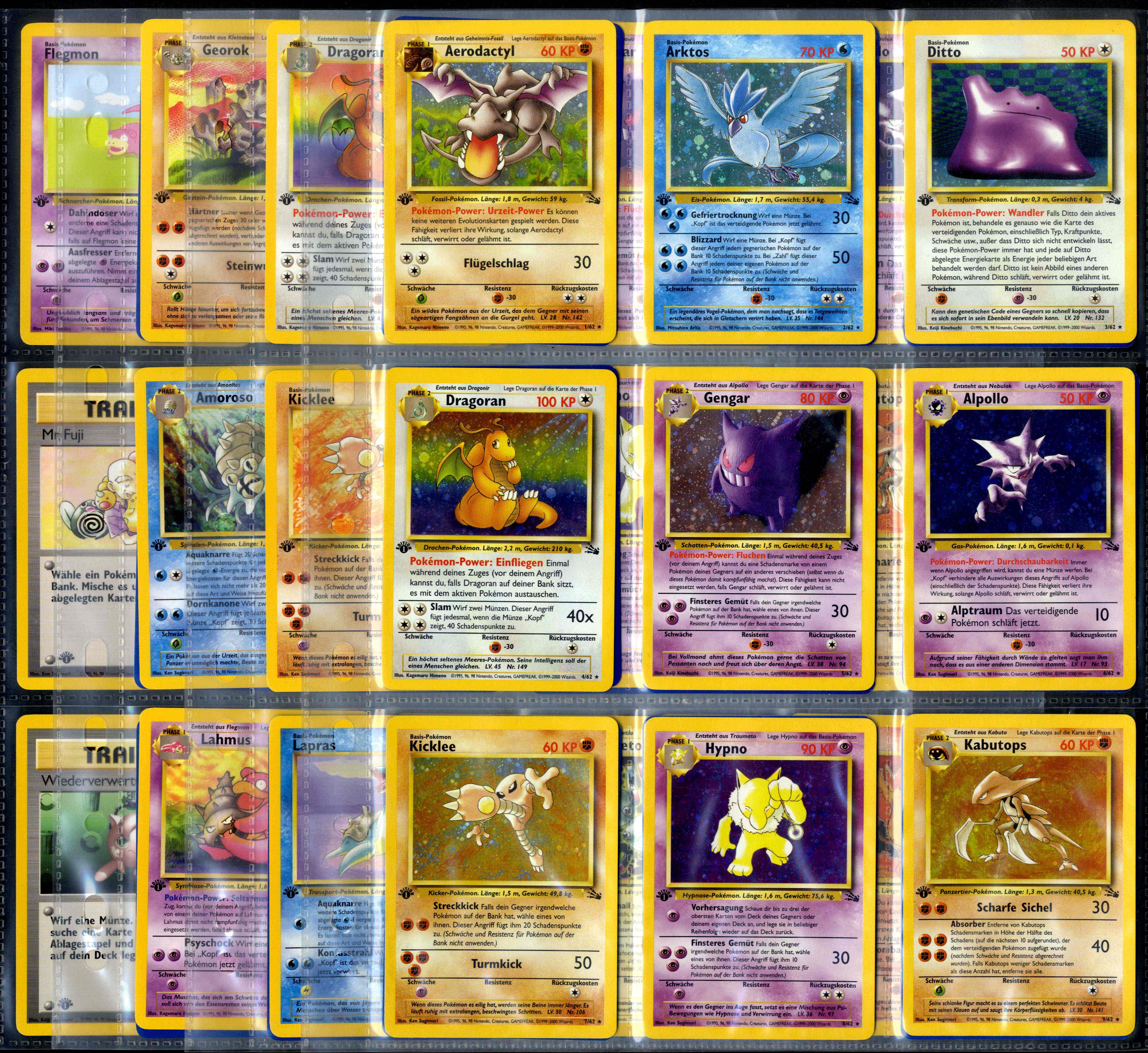 Pokémon TCG - 1st Edition Fossil Complete Set - German - 63/63