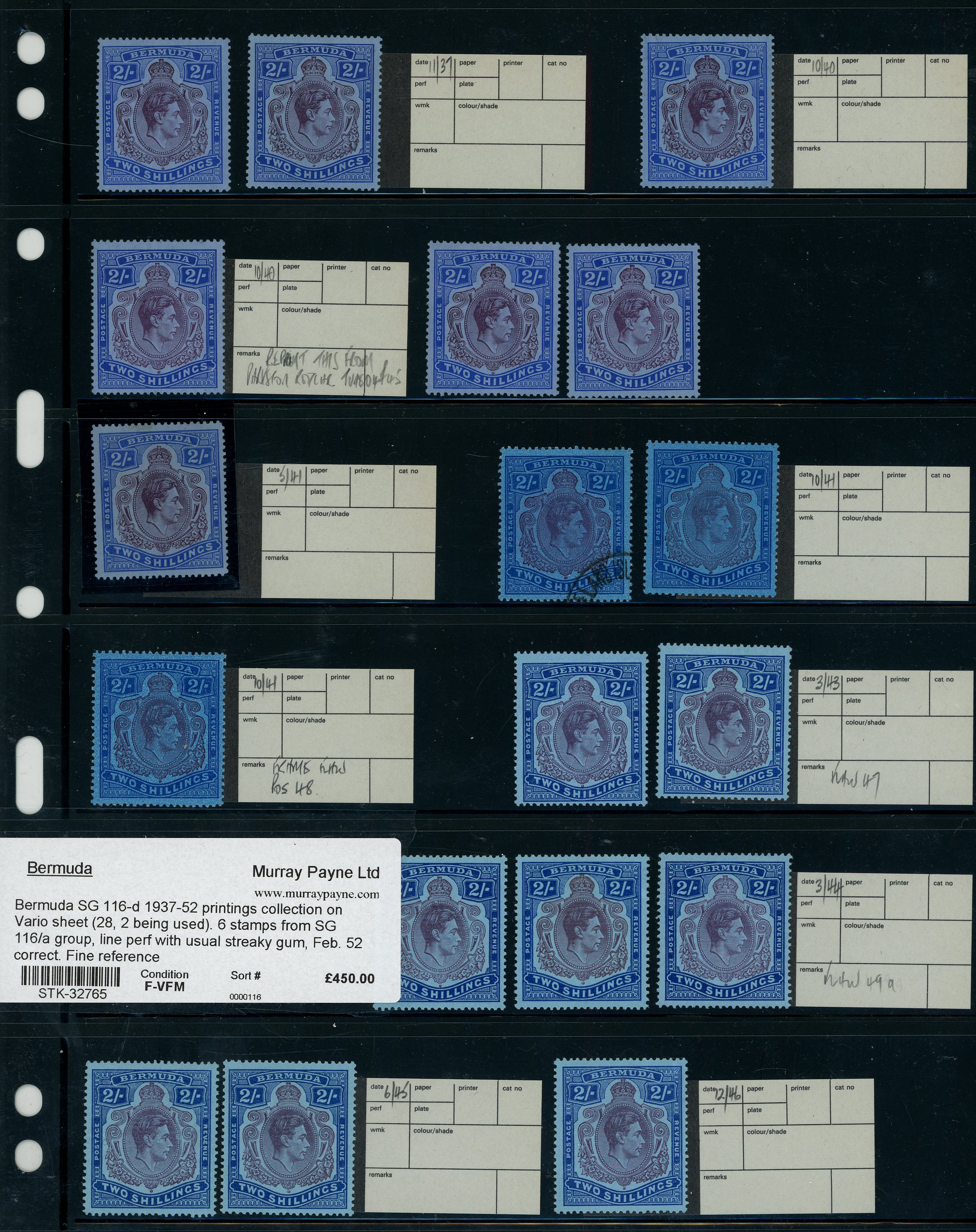 Bermuda SG 116-f reference collection mint