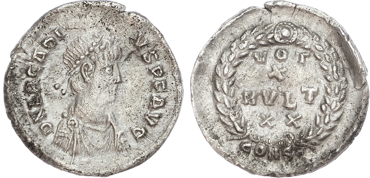 Arcadius (AD 383-408) AR Siliqua, Constantinople, AD 392-395, 1.98g. 
