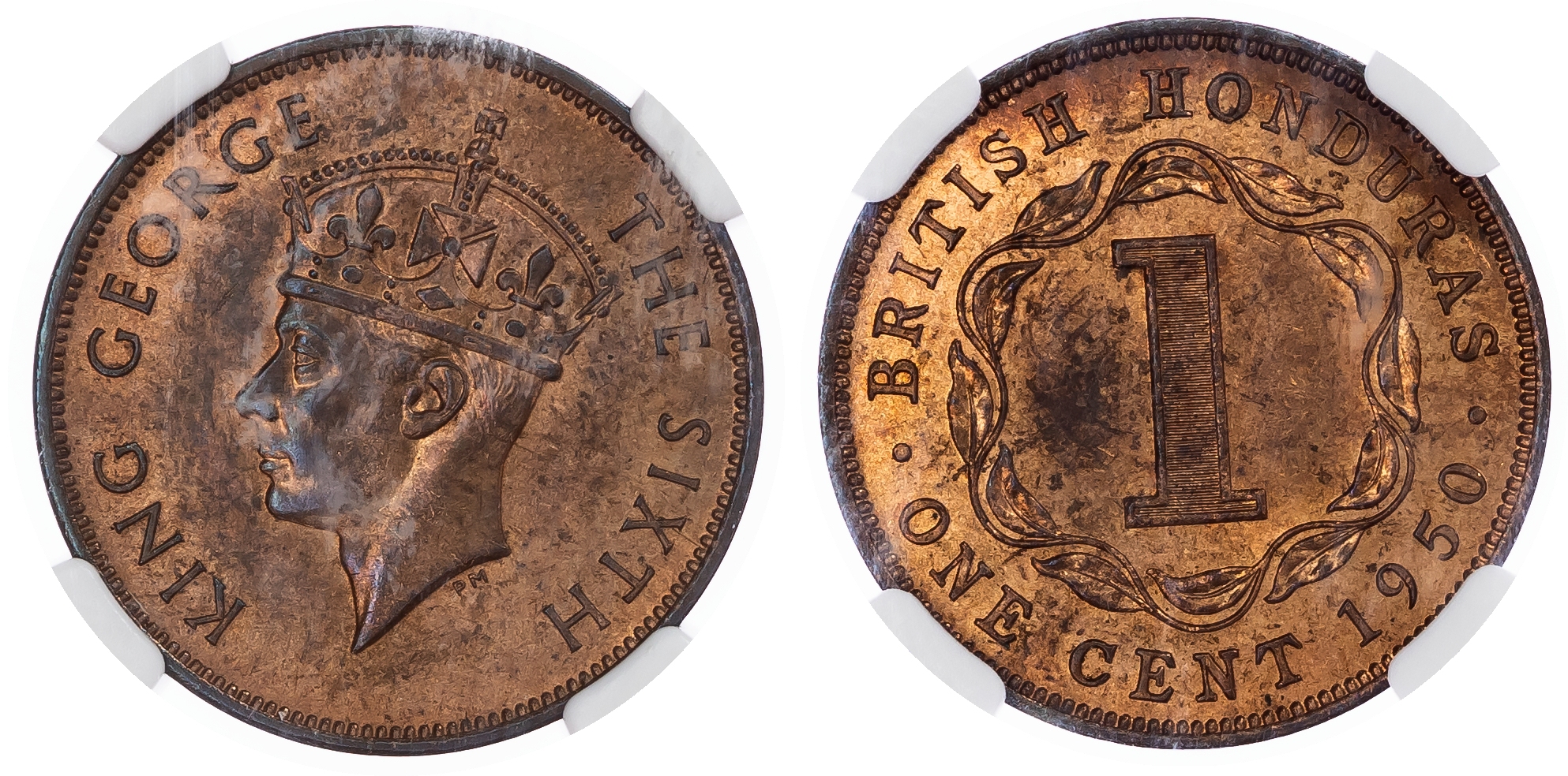 British Honduras. George VI CU Cent. 1950B.