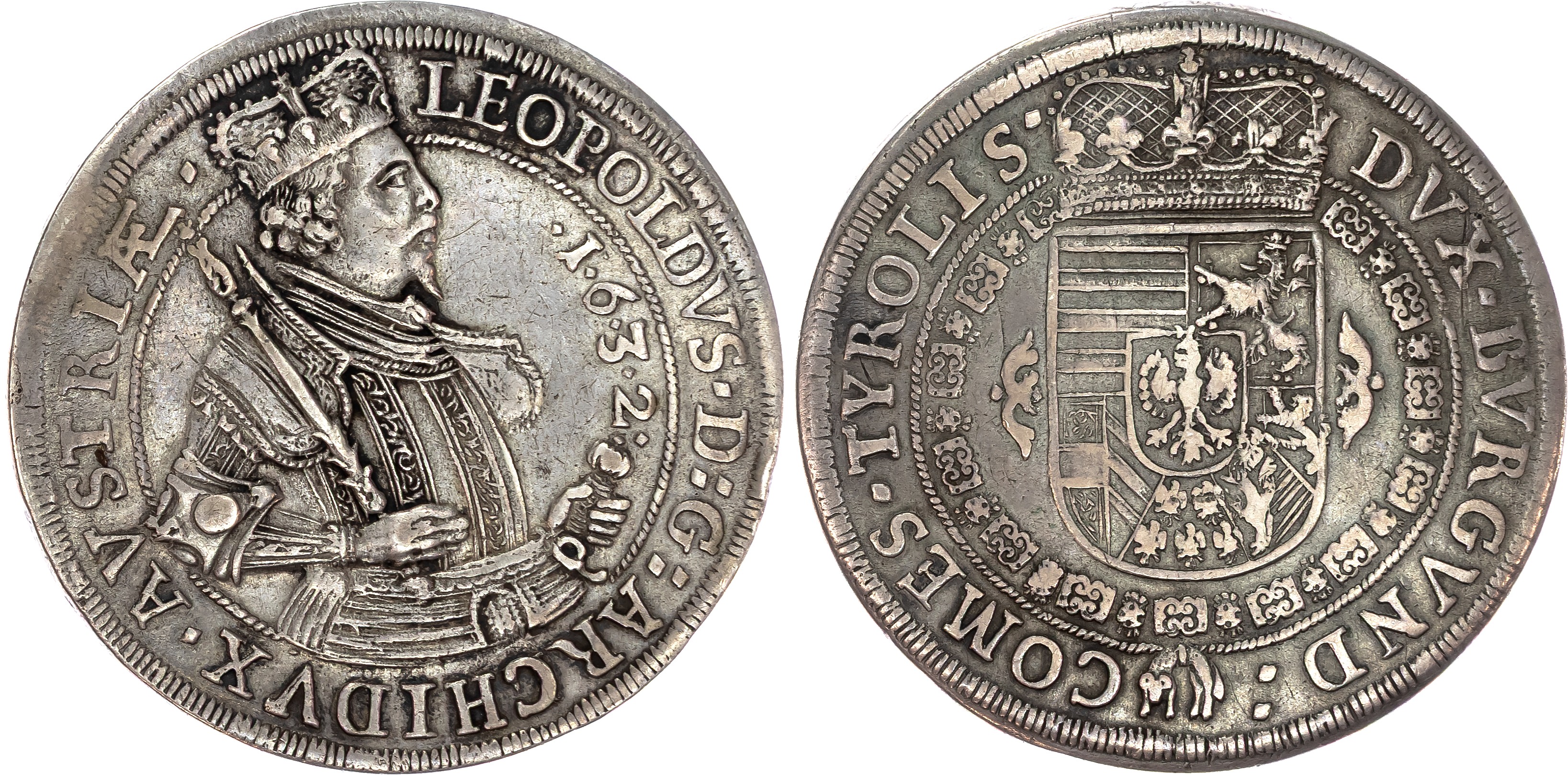 Austria, Holy Roman Empire, Leopold V (1619-1632), silver Taler, 1632, Hall, 28.19g (Dav. 3338). Very Fine.…