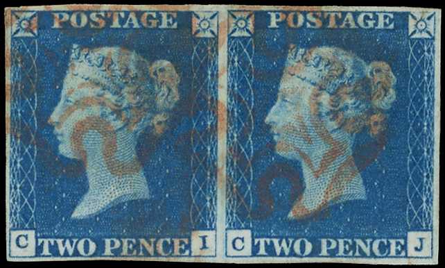 1840 2d Pale blue Pl.1. Very fine used...