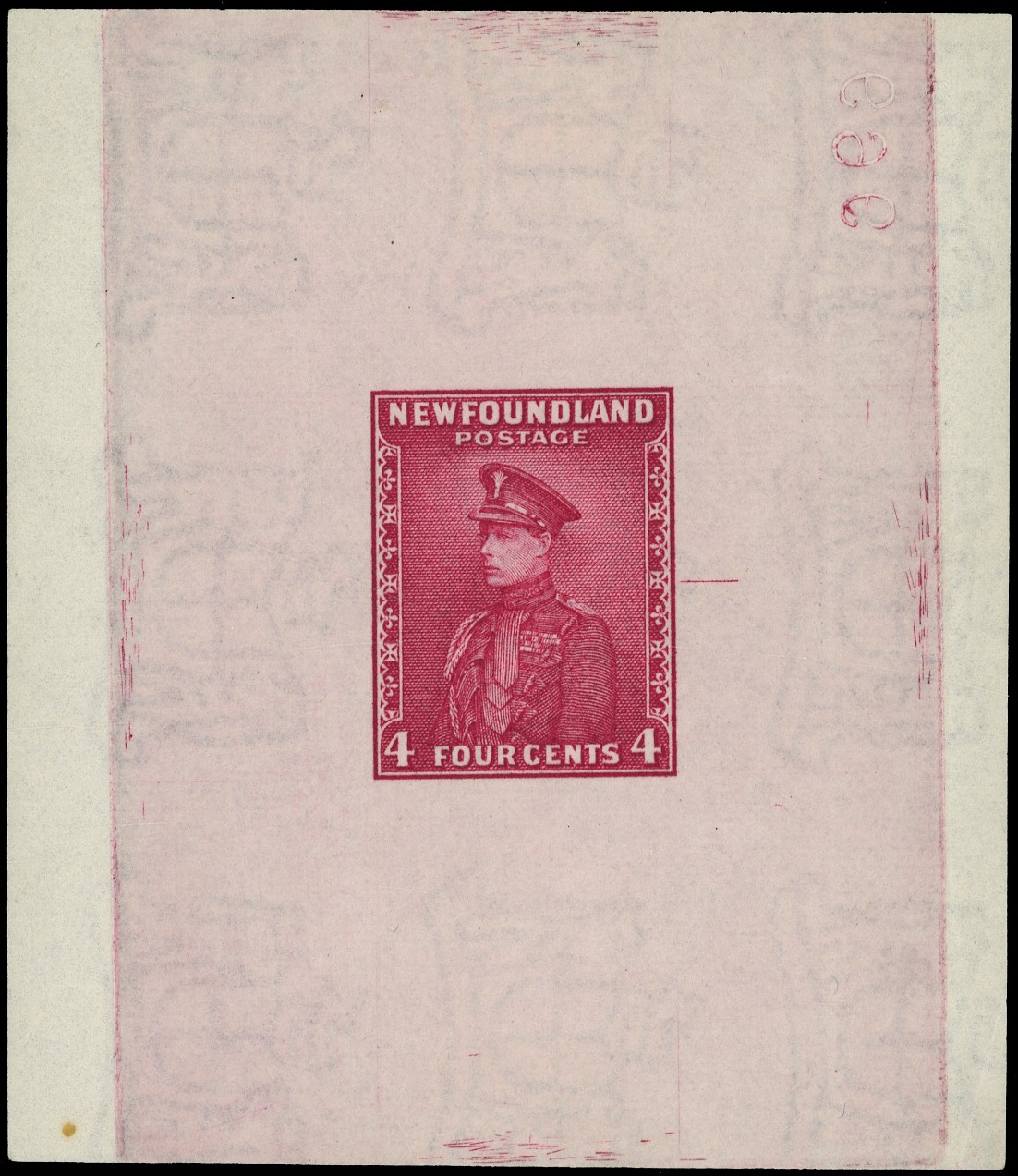 Newfoundland 1932 Resources 4ct Prince of Wales die proof in carmine SG...