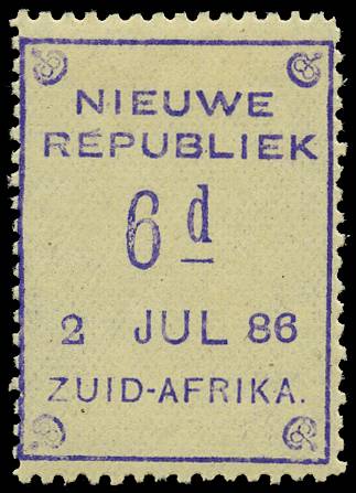 NEW REPUBLIC SG 6 1886-87 6d VIOLET ON YELLOW DATED 2 JUL 86 LPOG