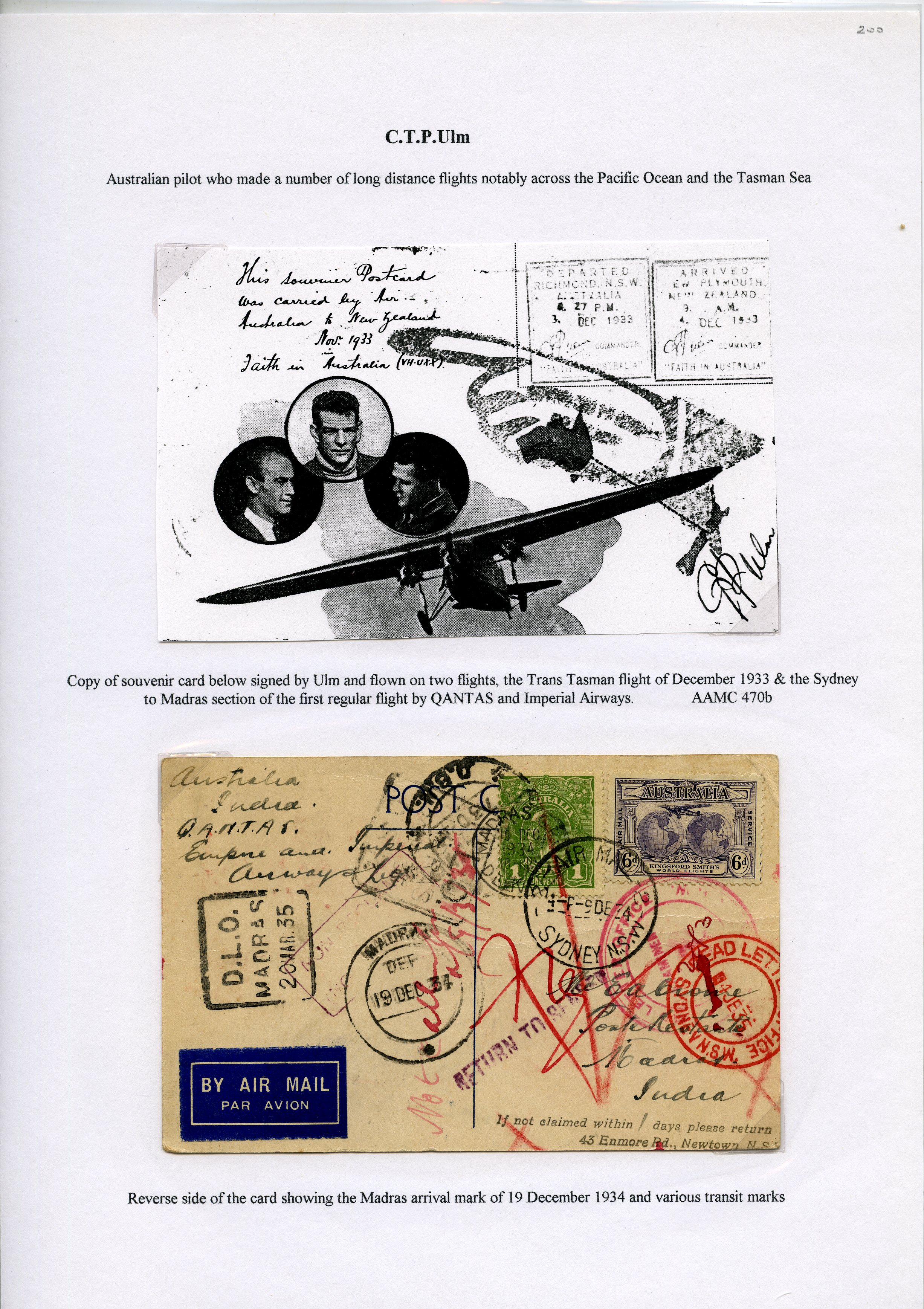 AUSTRALIAN FLIGHT COVERS: 1933-40 nine “Faith...