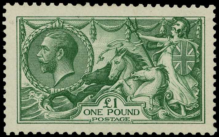 1913 £1 green, brilliant large part o.g....