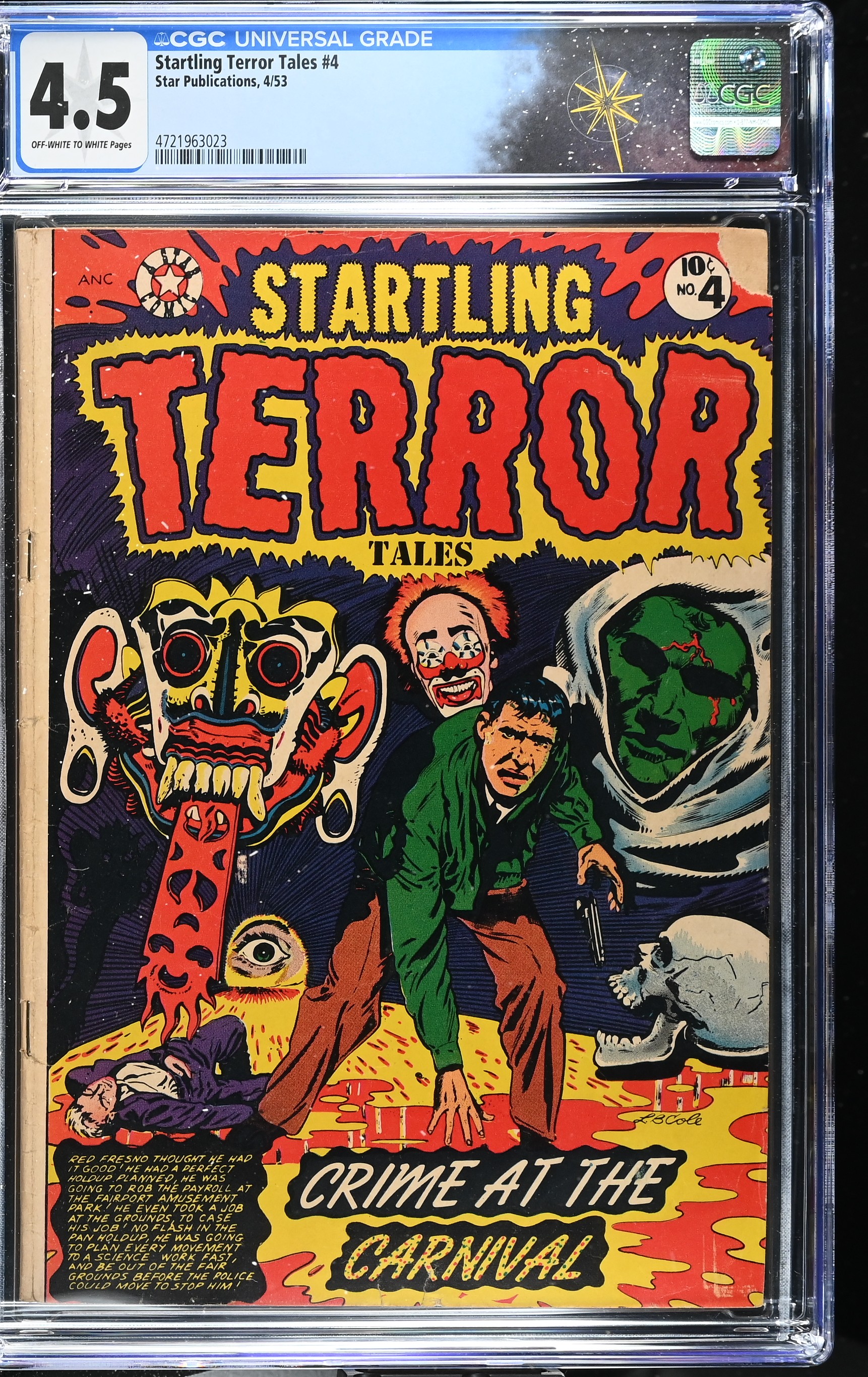 Startling Terror Tales #4 CGC 4.5 Cover by L. B. Cole (Star Publications, 1953) Off-White to White Pages