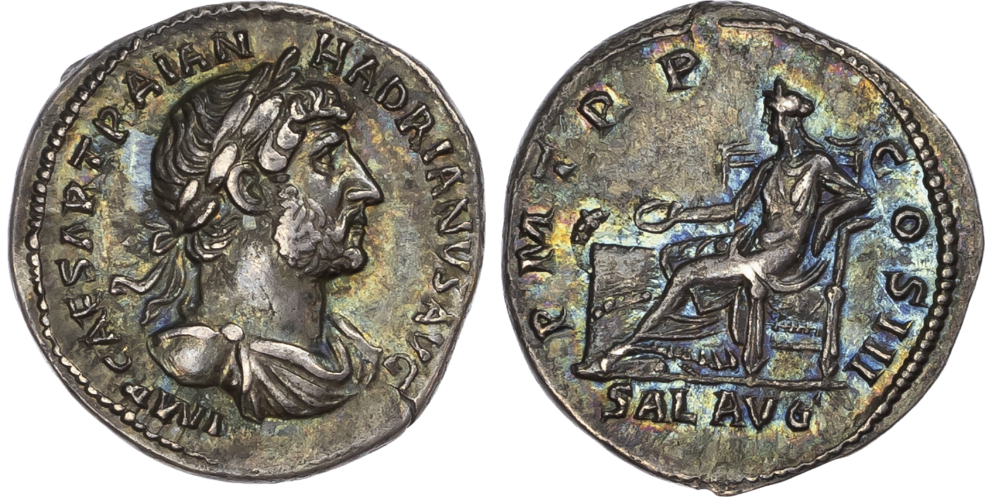 Hadrian (AD 117-138) AR Denarius, Rome, AD 121, 3.42g. 