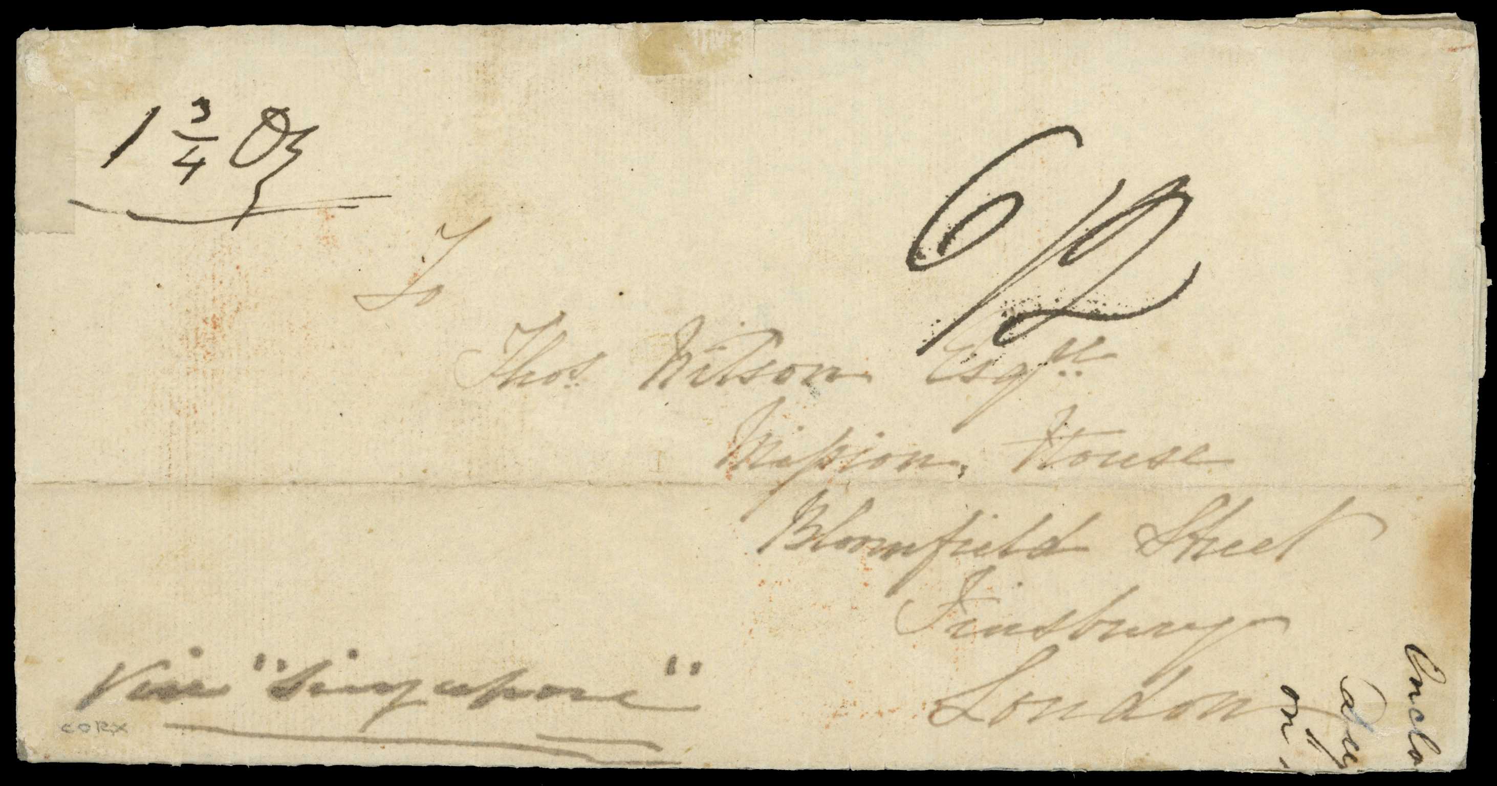 POSTAL HISTORY: 1837 entire letter to...