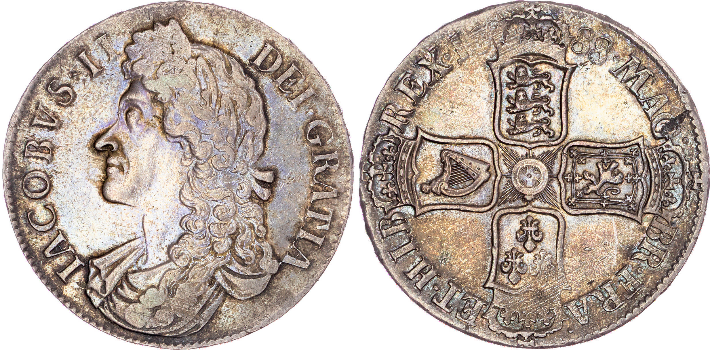 James II (1685-1688), AR Crown, 1688 QVARTO.