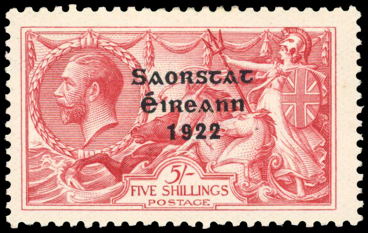 Ireland 1922-23 5s rose-carmine error No Accent