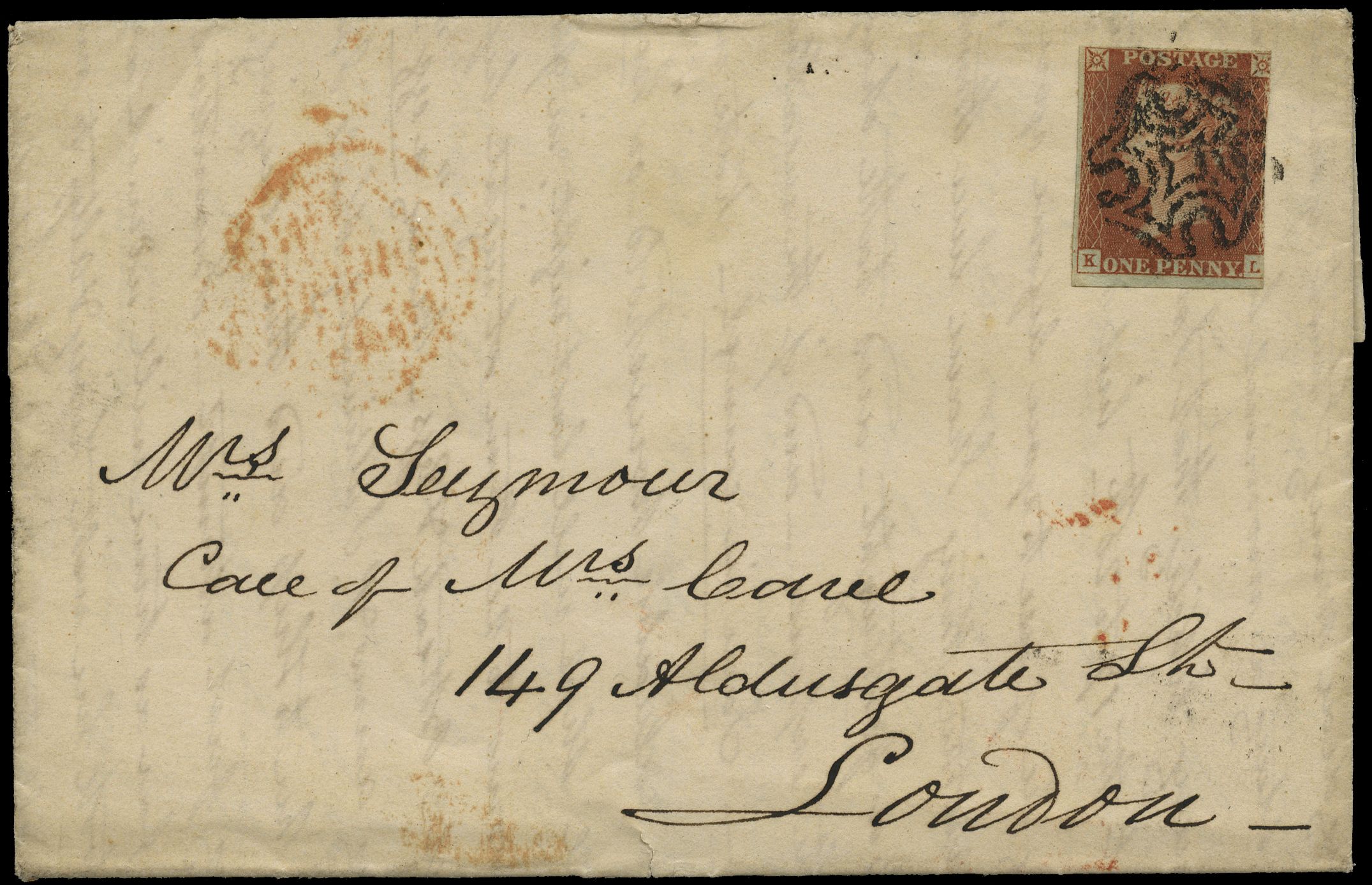 1842 entire letter addressed to London franked...