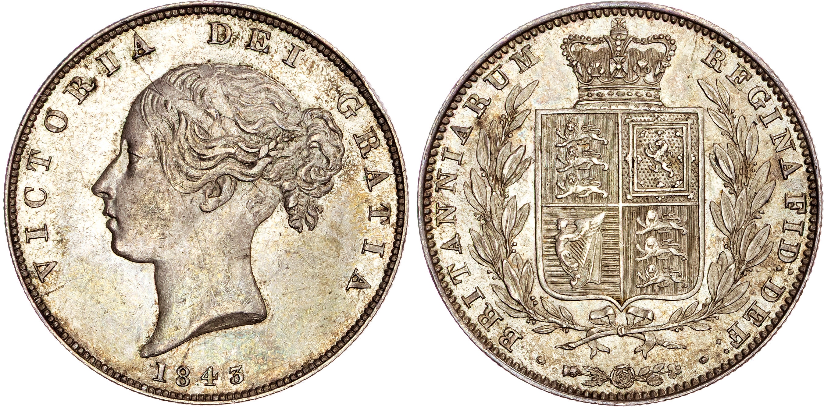 Victoria (1837‐1901), AR Halfcrown, 1843.
