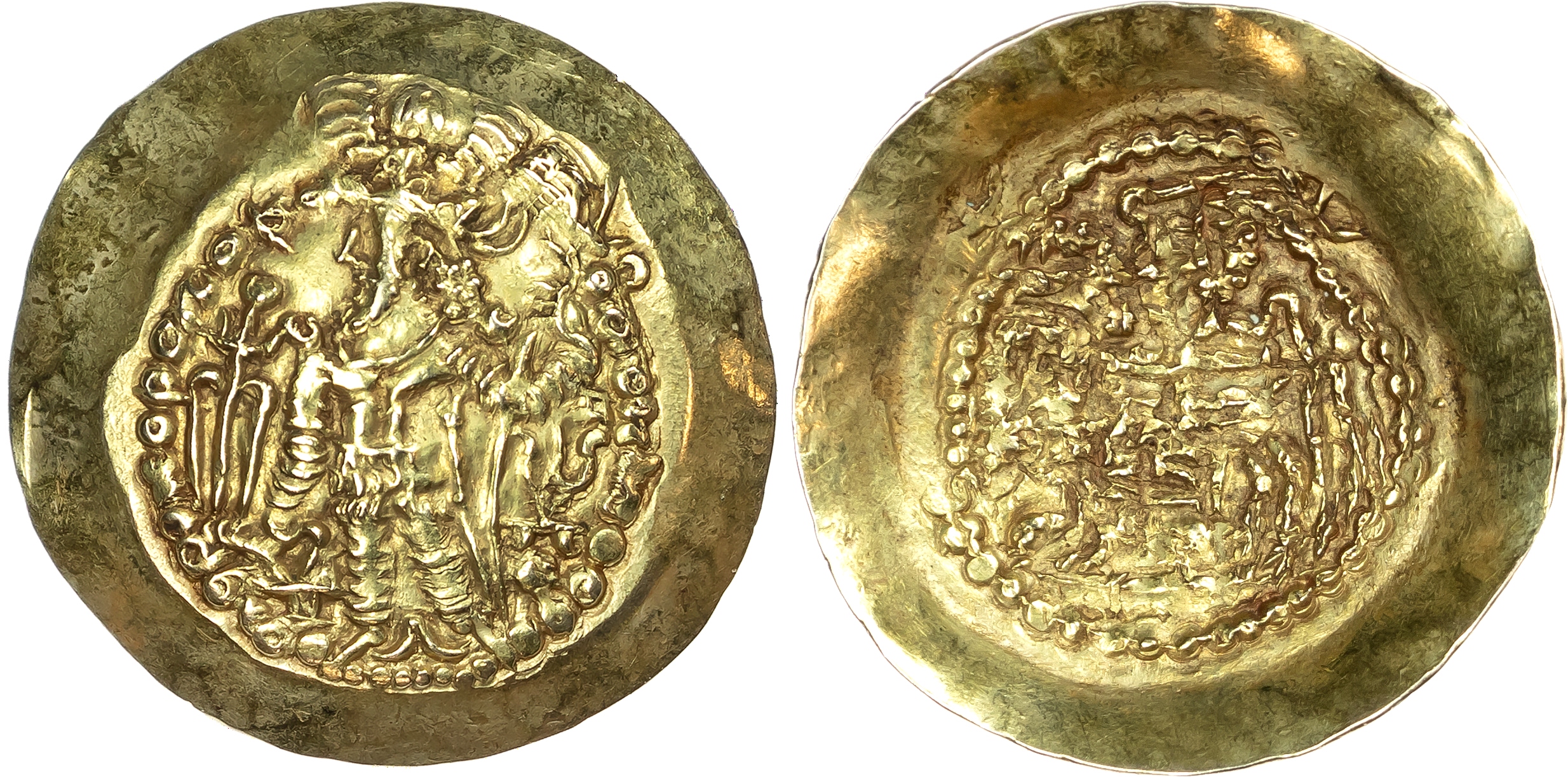 India, Kushan Empire, Kidarite, Kidara (c. 350‑365 AD), scyphate gold Dinar.