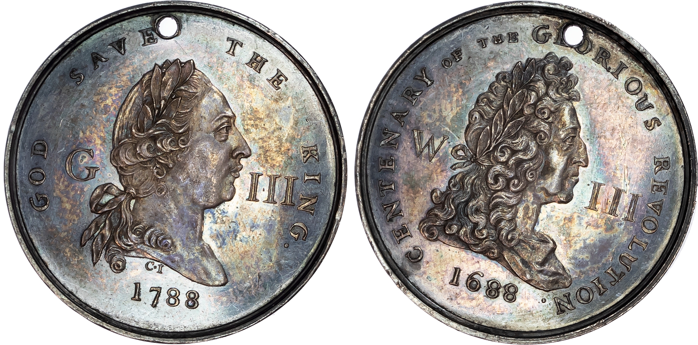 London, Political Series, Glorious Revolution Centenary silver Penny 1788.
