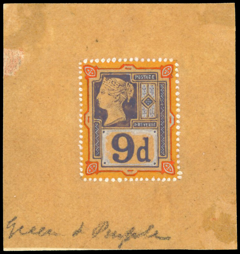 GB 1884-7 9d hand-painted essay